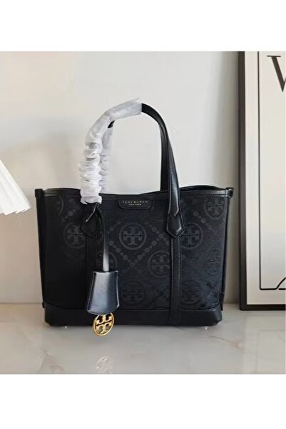 Tory Burch logo حقيبة كتف كلاسيكية من قماش الجاكار، 21 × 19.5 × 12 سم