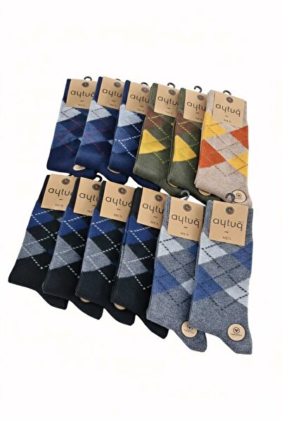 Aytuğ YÜN-BAMBU ERKEK SOKET ÇORABI, KIŞLIK, ASORTİ 12'Lİ KUTU (41-45)