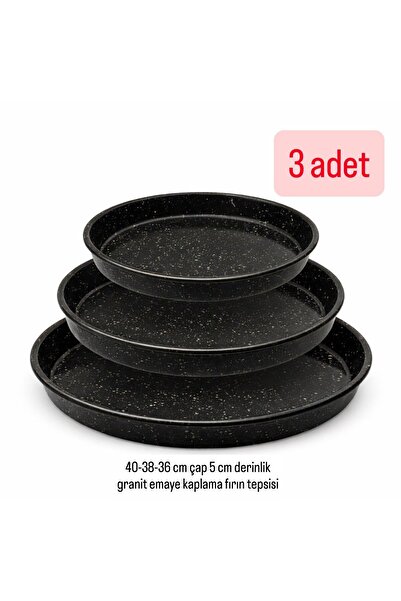 Becenhouse Granit Emaye Kaplama Yuvarlak Sağlıklı Yapışma Yapmaz Fırın Tepsis...
