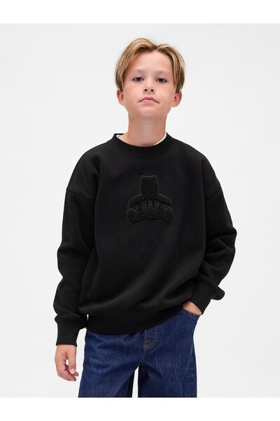 GAP Erkek Çocuk Siyah Brannan Bear Logo Sweatshirt