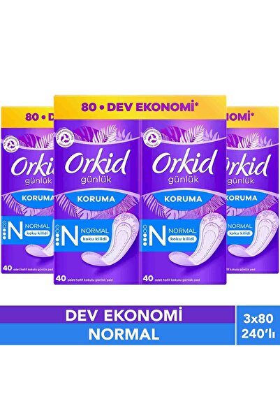 Orkid Günlük Ped Normal Dev Ekonomi Paketi 80'li x3