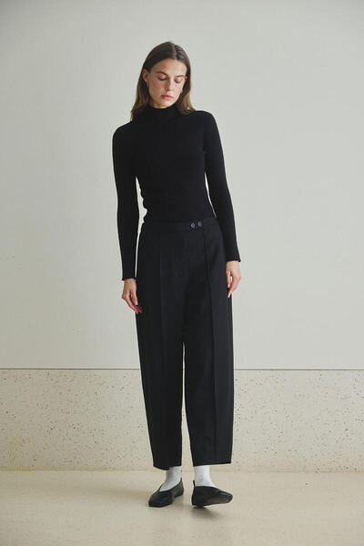 BE BLUE Black Barrel Fit Pants