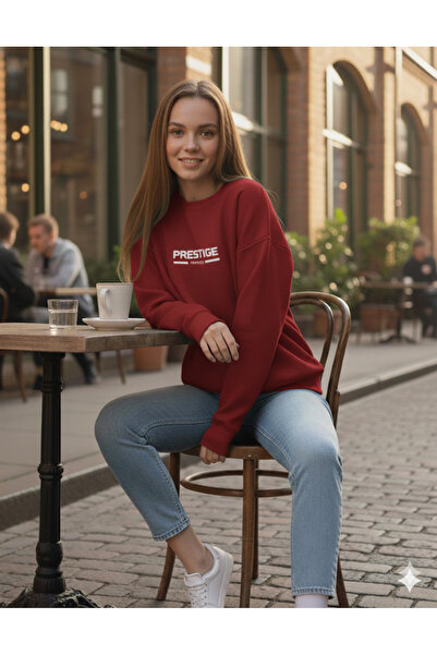 BW Bravely Wear PRESTIGE Baskılı Kadın Bisiklet Yaka Sweatshirt