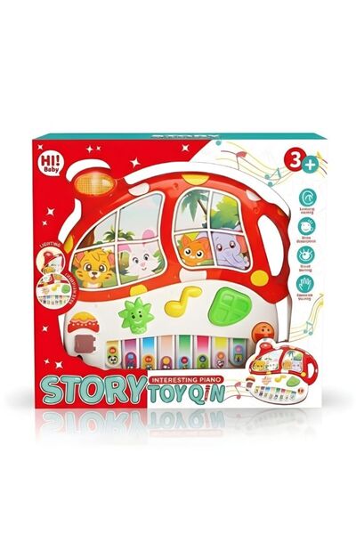 Premium حافلة بيانو موسيقية من ستوري تويكين - حافلة تعليمية للأطفال الصغار مزودة بأضواء وأصوات