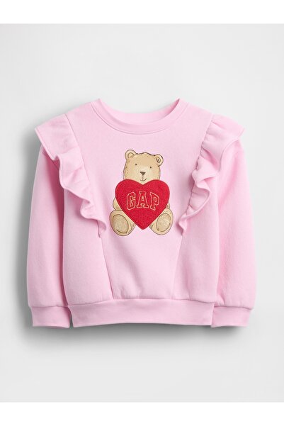GAP Kız Bebek Pembe Ruffle Brannan Bear Sweatshirt