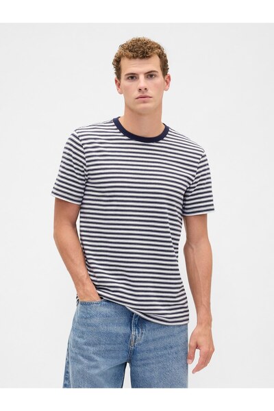 GAP Erkek Lacivert Relaxed Bisiklet Yaka T-Shirt