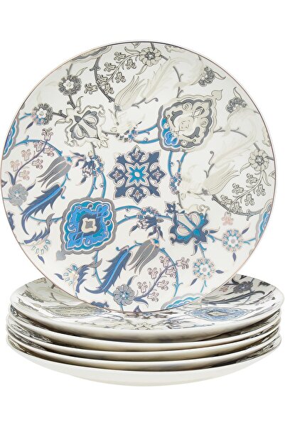 NEOFLAM Istekana Dessert Plate Set Of 6 Pc, Porcelain, Assorted Decorated Design