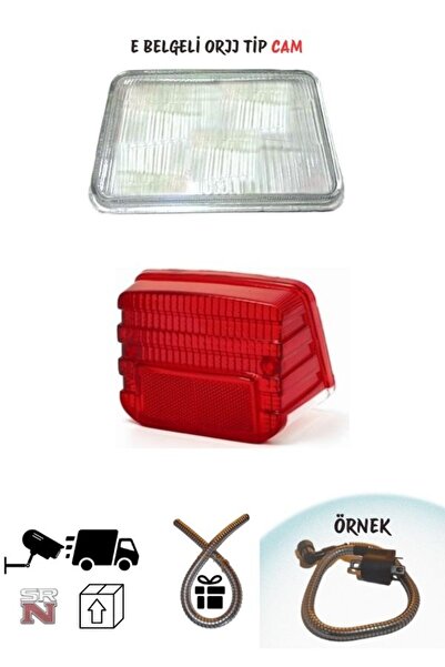 GMS Cg orij.nal tip Şeffaf far camı (CAM) + kırmızı pvc stop camı set (buji k...