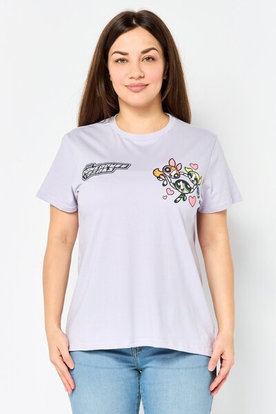 The Powerpuff Girls تيشيرت نسائي بأكمام قصيرة ورقبة دائرية مطبوع عليه رسومات،...