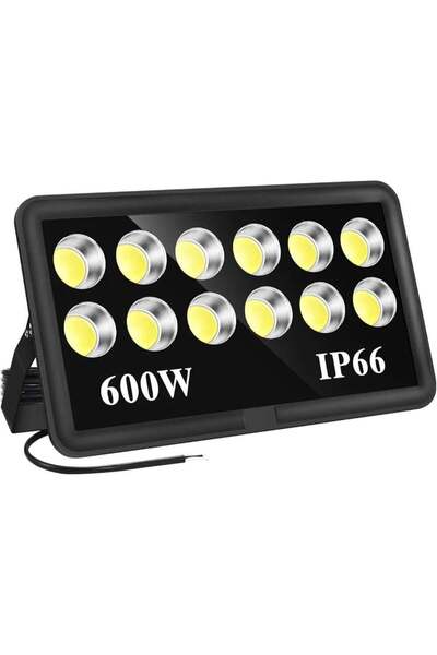 LANCCII كشاف إضاءة LED خارجي فائق السطوع بقدرة 600 واط، مقاوم للماء بمعيار IP66، أبيض 6500 كلفن