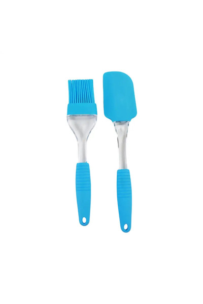 Kovar طقم فرشاة وملعقة سيليكون للدهن، غير لاصق للمعجنات، مقاوم للحرارة، طقم مطبخ للطبخ - أزرق