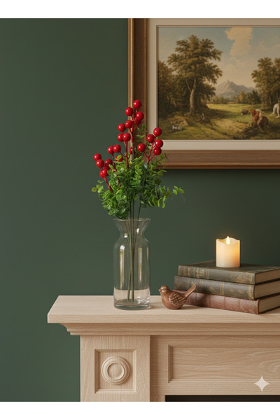 YAPAY ÇİÇEK DERYASI Large Grain 5 Branches Kokina Home and New Year Accessory