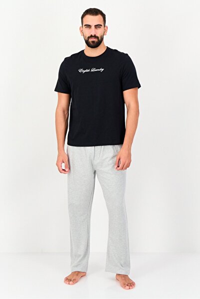 English Laundry طقم رجالي من قطعتين: تيشيرت مطرز وبنطال بيجاما، متعدد الألوان