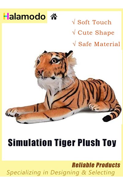 HALAMODO دمى نمر قطيفة، وسادة دمية نمر كرتونية لطيفة، حيوانات محشوة ناعمة، لع...