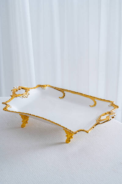 ACAR Edwina Footed Rectangular Porcelain Serving Dish - 39 cm