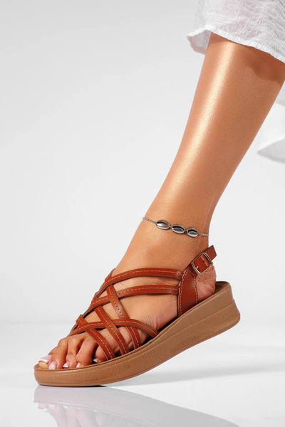 Zaira Sandale cu platforma dama maro din piele ecologica Noelia #22272
