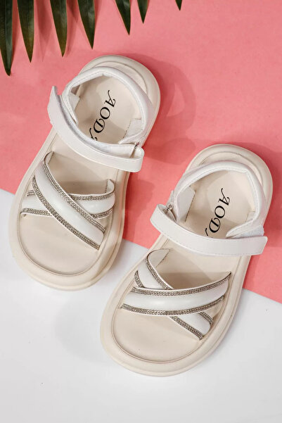 Zaira Sandale fete albe din piele ecologica Laura2 #22227 - 31