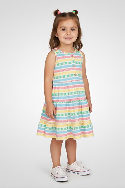 NANETTE LEPORE فستان بناتي صغير مكون من قطعتين بنقشة كاملة، متعدد الألوان