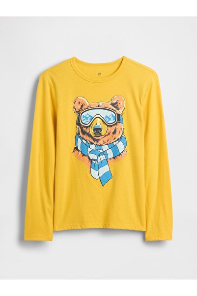 GAP Erkek Çocuk Sarı Grafik Baskılı T-Shirt