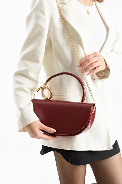 KIRASE Geantă de mână și de umăr elegantă pentru femei, cu detalii aurii, lun...