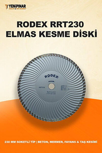 Rodex RRT230 Elmas Kesme Diski – 230 mm Soketli Tip | Beton, Mermer, Fayans &...