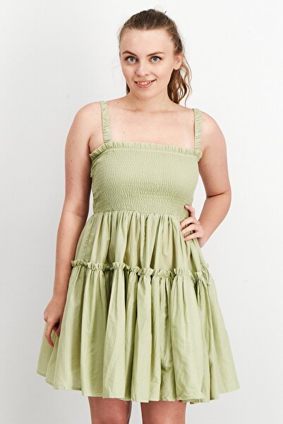 ASOS فستان قصير نسائي منقوش، لون كاكي