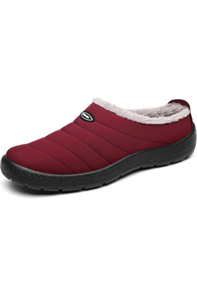 MISHANSHA Furry slippers, non-slip sole, size 40, burgundy