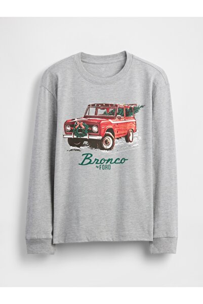 GAP Erkek Çocuk Gri Relaxed Grafik T-Shirt
