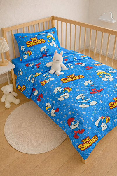 İQON Baby Blanket (1 Piece) 2Nd Quality 100% Cotton Smurfs Blue