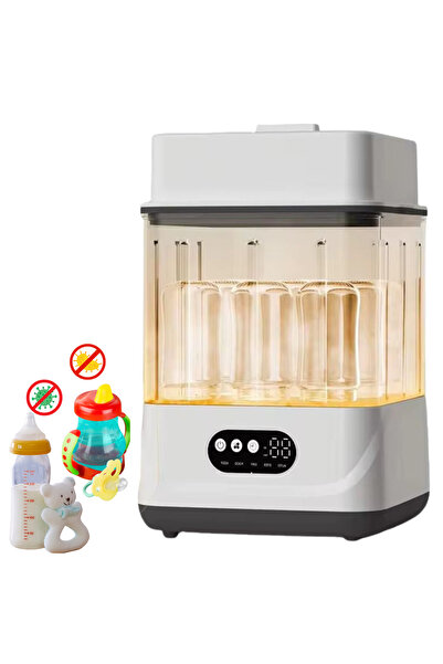 Infiniteea Sterilizator Biberoane si Suzete Infiniteea™, Capacitate 9 biberoane , 600W, Alb cu Gri