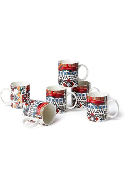 NEOFLAM طقم أكواب شاي استيكانا، 6 قطع، بورسلين متنوع، 5633MUG
