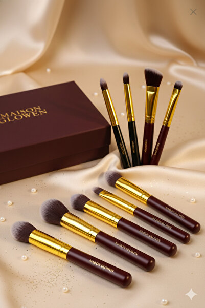 MAISON GLOWEN Siyah Saplı 10'lu Makyaj Fırça Seti