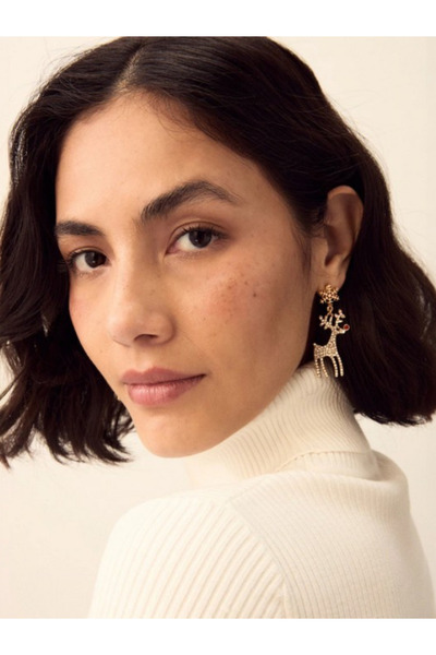 Alyas Aksesuar أقراط الغزال المرصعة بالأحجار الكريمة اللامعة