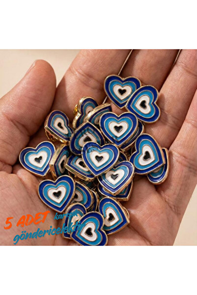 Feron Aksesuar Mineli Kalp Kolye Ucu Charm ( 5 Adet )