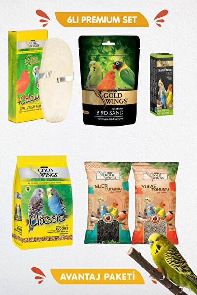 Gold Wings 6lı Premium Muhabbet İhtiyaç Seti - Yulaf Nijer Multivitamin Kalam...