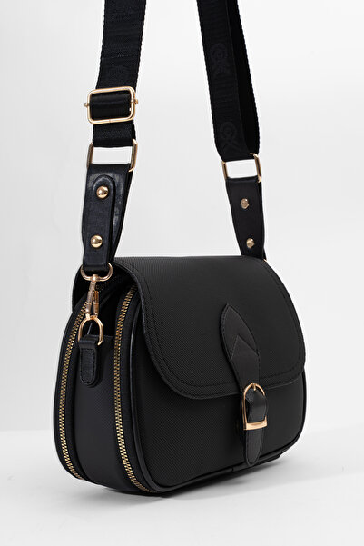 macsoo Γυναικεία μαύρη τσάντα χεριού και ώμου με λουράκι 3 διαμερισμάτων