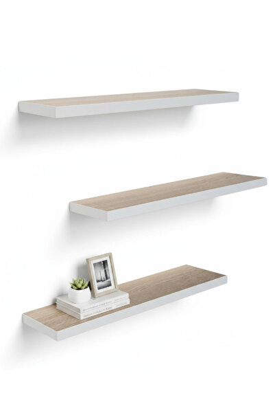 SürLaz 3'Lü Duvar Rafı Uçan Raf Dekoratif Raf 80x11