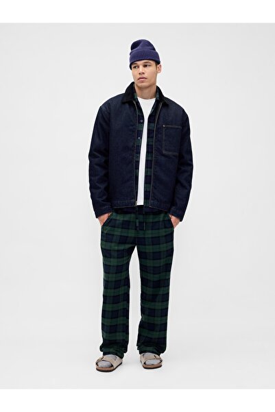 GAP Erkek Koyu Yeşil Softest Flannel Pijama Takımı