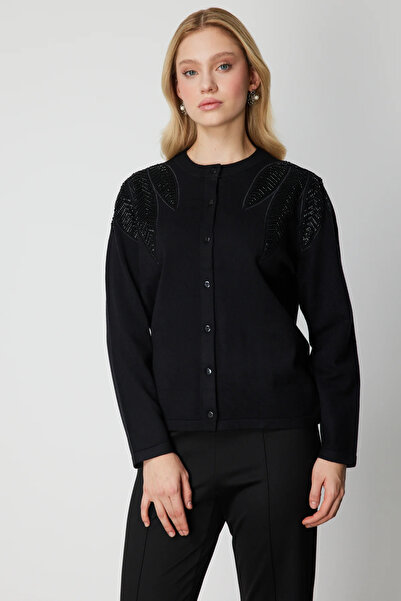 ON Women's Stone Patterned Knitwear Cardigan 60908 Black