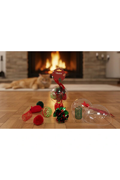 Epilons New Year's Concept 8 Piece Cat Toy Set in a Globe Nm-Y3