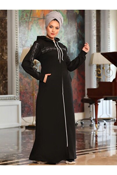 SWAN.AE Winter, Dress, Zipper, Strass, Capuche, pocket, Cotton Lycra, Casual