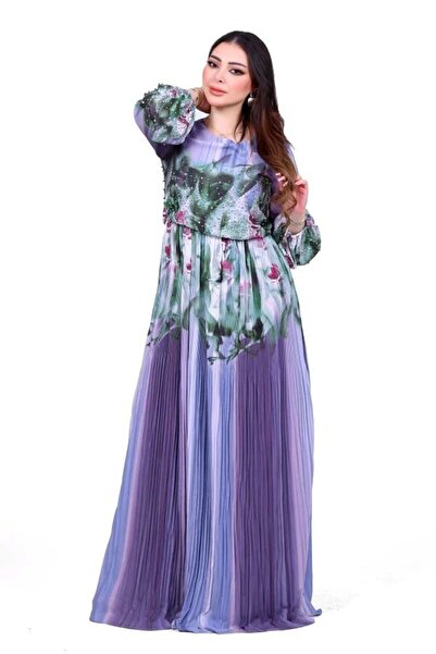 TREASUREISLAND فستان طويل مشجر سهرة كسرات