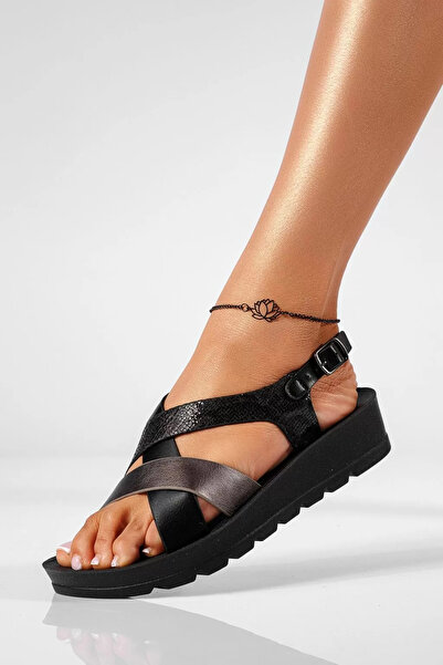 Zaira Sandale cu platforma dama negre din piele ecologica Jiao #22251 - 39