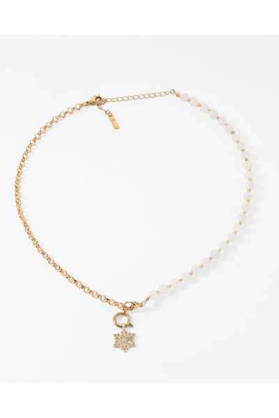 Mia Lia Design Çıkarılabilir Doğal Taş Kolye | Taş Seçenekli(Ametist-İnci-Pem...