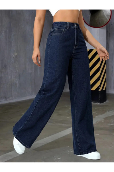 kleshus Navy Blue Çnrkrt Women's Casual Palazzo Stretch Fabric Comfortable Je...