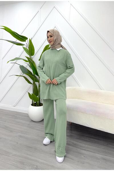YEDİLALE V Knitted Tricot Tunic Pants Double Set [Shawl and Inner Shirt Are Not Included]