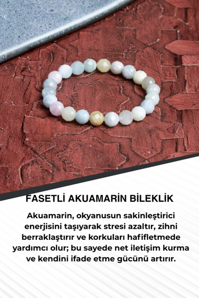 Saff Doğal Taş Faceted Aquamarine Bracelet