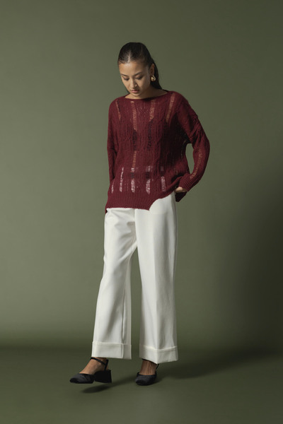 Nisan سترة مخرمة مضفرة الشعر