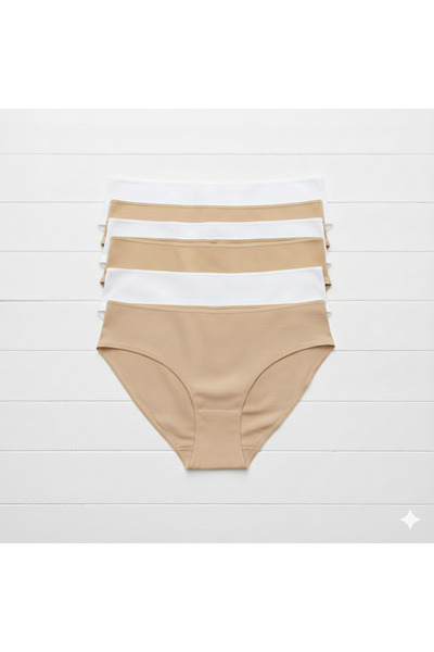 UN REAL 6-Piece Women's Bikini Panties Set – Non-Marking Modal & Cotton, Black / White / Skin Color Options Available