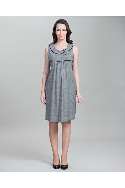 Desen Hamile Giyim Black Button Detailed Maternity Dress